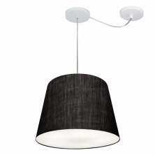 Pendente Cone Com Desvio Md-4276 Cúpula Tecido 30/30x40cm Preto - Bivolt