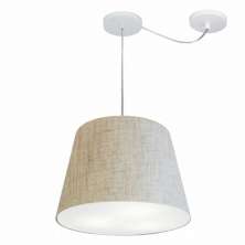 Pendente Cone Com Desvio Md-4276 Cúpula Tecido 30/30x40cm Rústico Bege - Bivolt