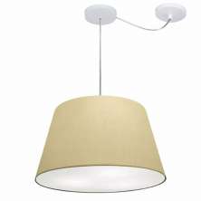 Pendente Cone Com Desvio Md-4279 Cúpula Tecido 21/30x40cm Algodão Crú - Bivolt