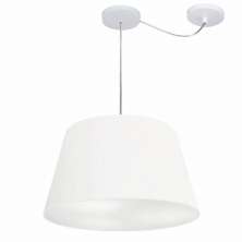 Pendente Cone Com Desvio Md-4279 Cúpula Tecido 21/30x40cm Branco - Bivolt