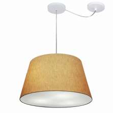 Pendente Cone Com Desvio Md-4279 Cúpula Tecido 21/30x40cm Palha - Bivolt