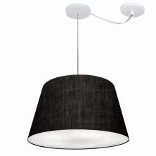 Pendente Cone Com Desvio Md-4279 Cúpula Tecido 21/30x40cm Preto - Bivolt
