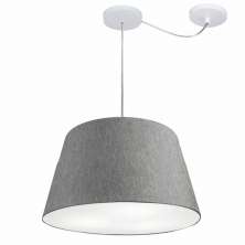 Pendente Cone Com Desvio Md-4279 Cúpula Tecido 21/30x40cm Rústico Cinza - Bivolt