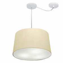 Pendente Cone Com Desvio Md-4281 Cúpula30/40x45cm Algodão Crú - Bivolt