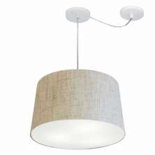 Pendente Cone Com Desvio Md-4281 Cúpula30/40x45cm Rústico Bege - Bivolt