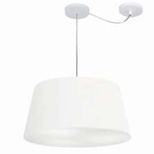 Pendente Cone Com Desvio Md-4282 Cúpula Tecido 21/40x50cm Branco - Bivolt