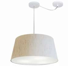Pendente Cone Com Desvio Md-4282 Cúpula Tecido 21/40x50cm Linho Bege - Bivolt