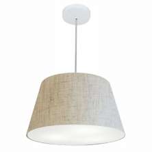 Pendente Cone Md-4021 Cúpula em Tecido 21-40x30cm Rústico Bege - Bivolt
