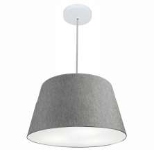 Pendente Cone Md-4021 Cúpula em Tecido 21-40x30cm Rústico Cinza - Bivolt