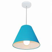 Pendente Cone Md-4028 Cúpula em Tecido 25-30x12cm Azul Turquesa - Bivolt