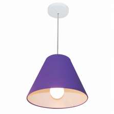 Pendente Cone Md-4028 Cúpula em Tecido 25-30x12cm Roxo - Bivolt
