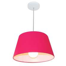 Pendente Cone Md-4039 Cúpula em Tecido 21-40x30cm Rosa Pink - Bivolt