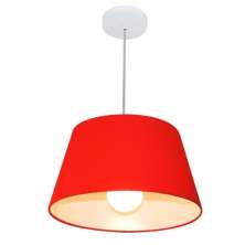 Pendente Cone Md-4039 Cúpula em Tecido 21-40x30cm Vermelho - Bivolt