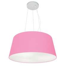Pendente Cone Md-4048 Cúpula em Tecido 21-50x40cm Rosa Bebê - Bivolt