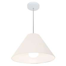Pendente Cone Md-4078 Cúpula em Tecido 25-40x15cm Branco - Bivolt
