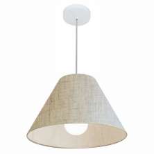 Pendente Cone Md-4078 Cúpula em Tecido 25-40x15cm Rústico Bege - Bivolt