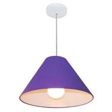Pendente Cone Md-4078 Cúpula em Tecido 25-40x15cm Roxo - Bivolt