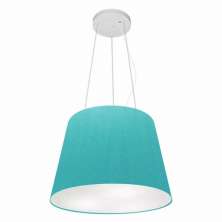 Pendente Cone Md-4152 Cúpula em Tecido 30/40x30cm Azul Turquesa - Bivolt