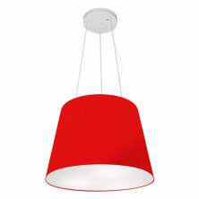 Pendente Cone Md-4152 Cúpula em Tecido 30/40x30cm Vermelho - Bivolt