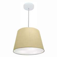 Pendente Cone Md-4155 Cúpula em Tecido 30/40x30cm Algodão Crú - Bivolt