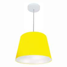 Pendente Cone Md-4155 Cúpula em Tecido 30/40x30cm Amarelo - Bivolt