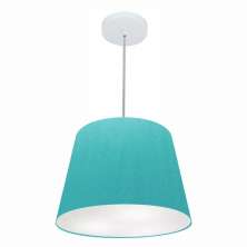 Pendente Cone Md-4155 Cúpula em Tecido 30/40x30cm Azul Turquesa - Bivolt