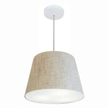 Pendente Cone Md-4155 Cúpula em Tecido 30/40x30cm Rústico Bege - Bivolt