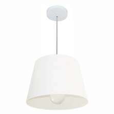 Pendente Cone Md-4240 Cúpula em Tecido 30/40x30cm Branco - Bivolt