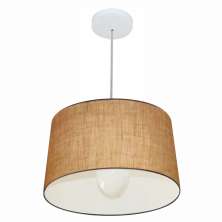 Pendente Cone Md-4241 Cúpula em Tecido 30/45x40cm Palha - Bivolt