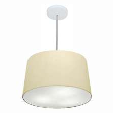 Pendente Cone Md-4247 Cúpula em Tecido 30/45x40cm Algodão Crú - Bivolt