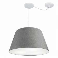 Pendente Cone Md-4278 Cúpula em Tecido 30/50x35cm Rústico Cinza - Bivolt