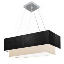 Pendente Duplo Retangular Vivare Md-4321 Cúpula em Tecido 80x40cm x 70x30cm PR/LLA - Bivolt