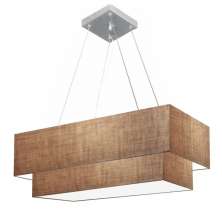Pendente Duplo Retangular Vivare Md-4321 Cúpula em Tecido 80x40cm x 70x30cm Palha - Bivolt