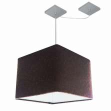 Pendente Quadrada C/ Desvio Md-4269 Cúpula em Tecido 30/40x40cm Café - Bivolt