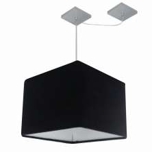 Pendente Quadrada C/ Desvio Md-4269 Cúpula em Tecido 30/40x40cm Preto - Bivolt