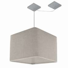 Pendente Quadrada C/ Desvio Md-4269 Cúpula em Tecido 30/40x40cm Rústico Cinza - Bivolt