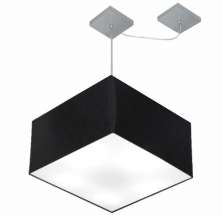 Pendente Quadrada C/ Desvio Md-4271 Cúpula em Tecido 30/40x40cm Preto - Bivolt