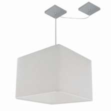 Pendente Quadrado C/ Desvio Md-4268 Cúpula em Tecido 30/35x35cm Branco - Bivolt