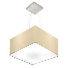 Pendente Quadrado Md-4005 Cúpula em Tecido 21-35x35cm Algodão Crú - Bivolt