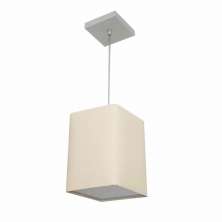 Pendente Quadrado Md-4007 Cúpula em Tecido 25/16x16cm Algodão Crú - Bivolt