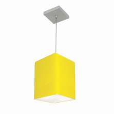 Pendente Quadrado Md-4007 Cúpula em Tecido 25/16x16cm Amarelo - Bivolt