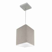Pendente Quadrado Md-4007 Cúpula em Tecido 25/16x16cm Rústico Cinza - Bivolt