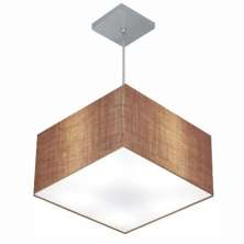 Pendente Quadrado Md-4020 Cúpula em Tecido 21/35x35cm Palha - Bivolt