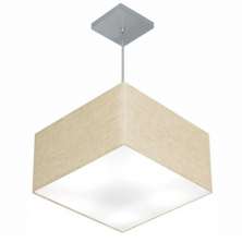 Pendente Quadrado Md-4020 Cúpula em Tecido 21/35x35cm Rústico Bege - Bivolt
