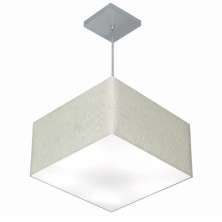 Pendente Quadrado Md-4020 Cúpula em Tecido 21/35x35cm Rústico Cinza - Bivolt