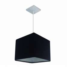 Pendente Quadrado Md-4058 Cúpula em Tecido 21/25x25cm Preto - Bivolt