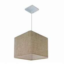 Pendente Quadrado Md-4058 Cúpula em Tecido 21/25x25cm Rústico Bege - Bivolt