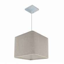 Pendente Quadrado Md-4058 Cúpula em Tecido 21/25x25cm Rústico Cinza - Bivolt