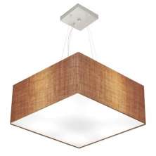 Pendente Quadrado Md-4071 Cúpula em Tecido 30-70x70cm Palha - Bivolt