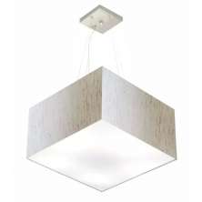 Pendente Quadrado Md-4075 Cúpula em Tecido 30-50x50cm Linho Bege - Bivolt